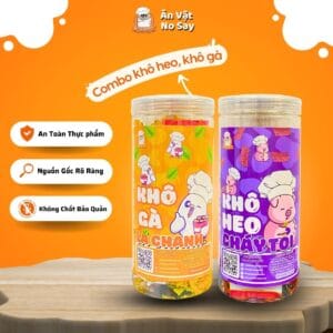 Combo Khô Gà Lá Chanh + Khô Heo Cháy Tỏi Vị 300g - Ăn Vặt No Say