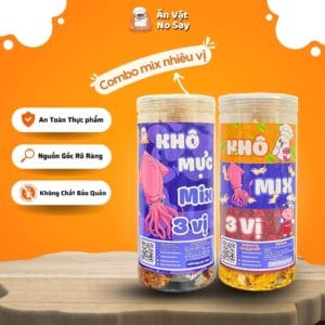 Combo Khô Mực Mix 3 Vị + Khô Mix 3 Vị 300g - Ăn Vặt No Say